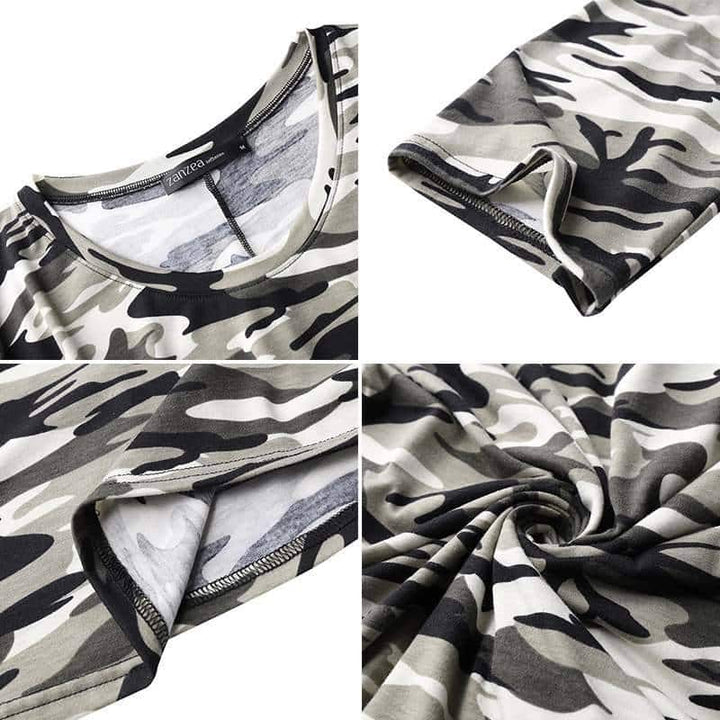 Women's Camouflage Printed Summer Oversized T-Shirt Dress