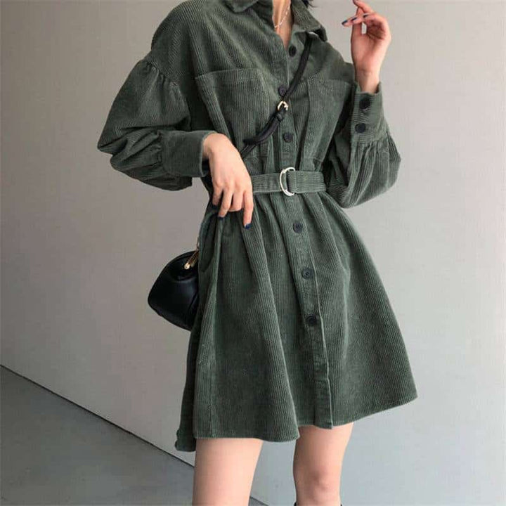 Women's Corduroy Shirt Dress