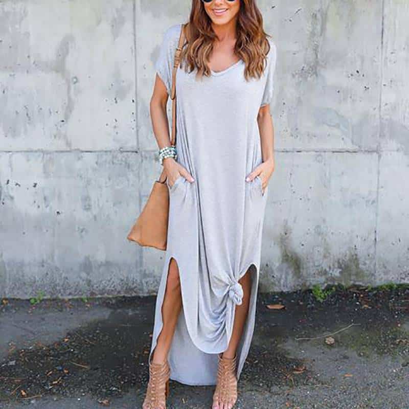 Women's V-Neck T-Shirt Maxi Dress