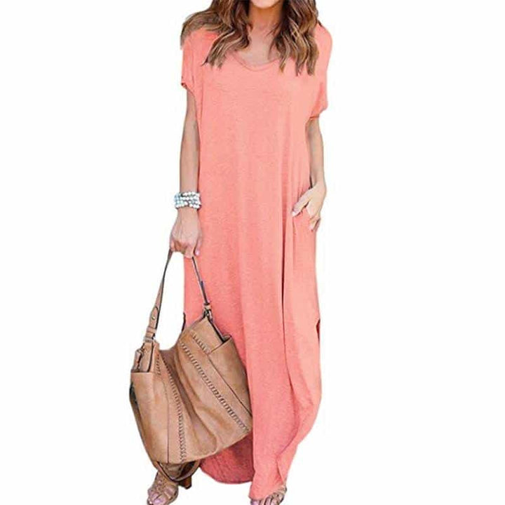 Women's V-Neck T-Shirt Maxi Dress