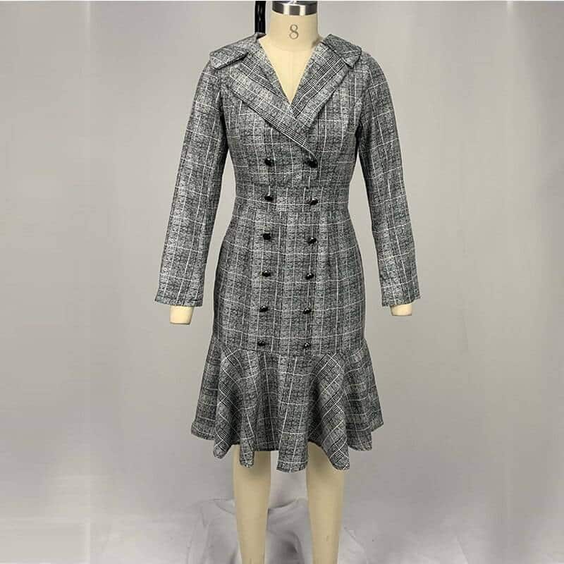 Women's Office Pencil Plaided Dress