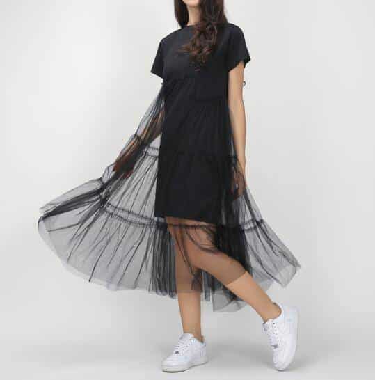Women's Short Veiling Sleeved Dress