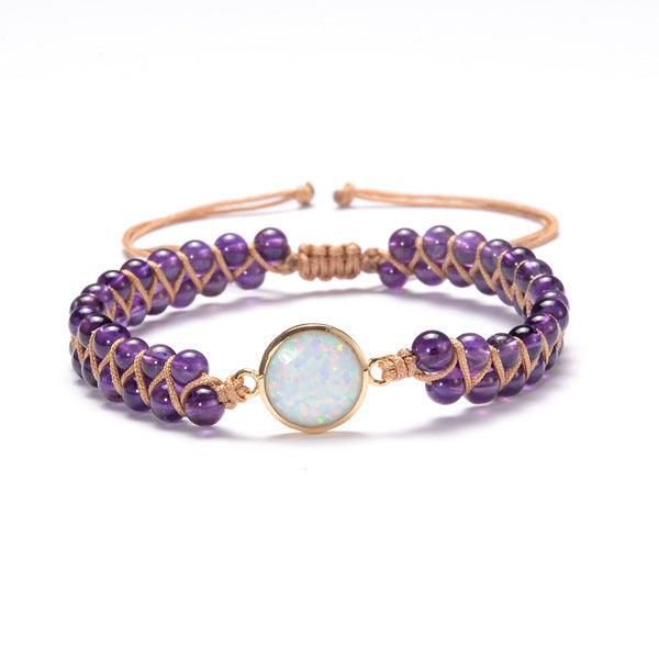 Stone Wrap Bracelets Femme Amethysts Opal String Braided Yoga Friendship Bracelet Bangle Bohemian Jewellery - MRSLM