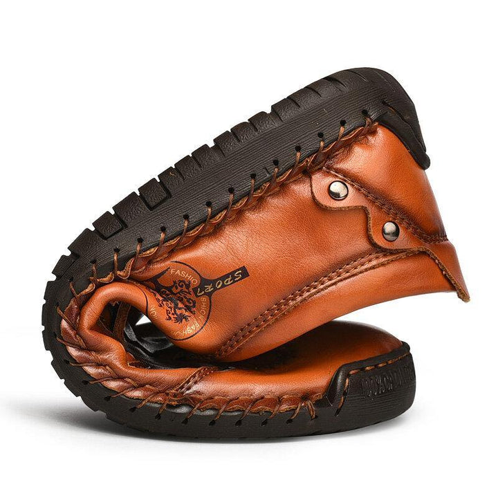 Men Side Zipper Comfy Hand Stitching Microfiber Leather Casual Shoes - MRSLM
