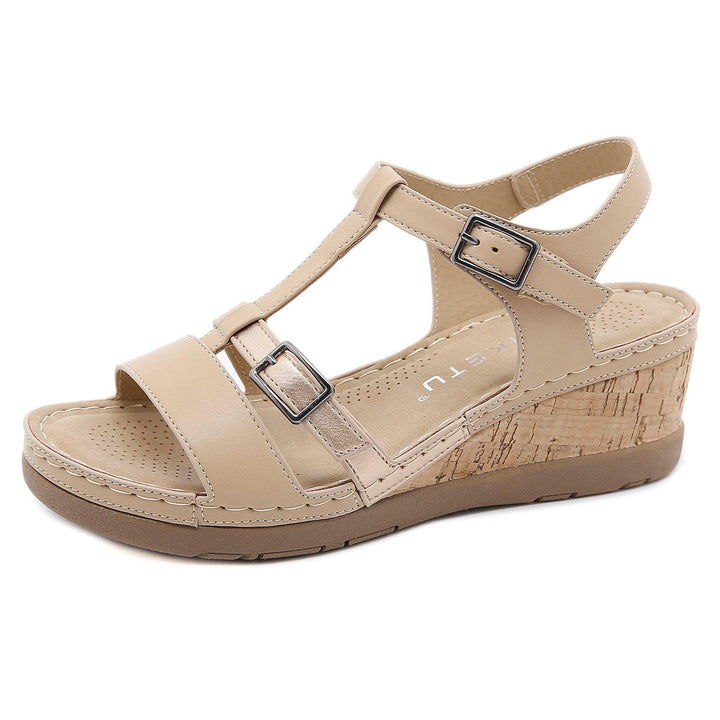 Women's Wedge Solid Color Comfort Sandals - MRSLM