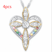 heart shaped cross pendant necklace, view 6 - MRSLM
