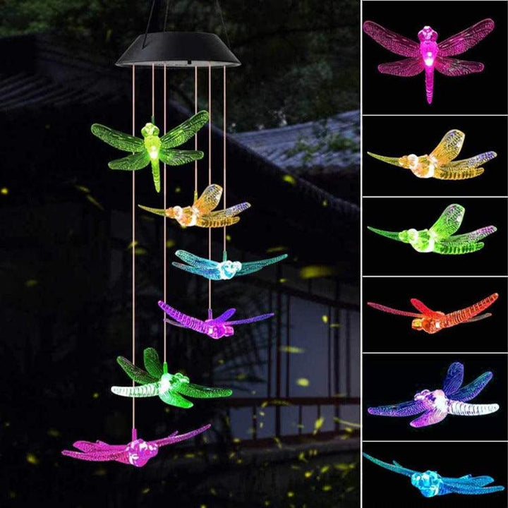 Outdoor Solar Wind Chime Lamp Hummingbird Butterfly Ball Wind Chime Garden Decoration - MRSLM