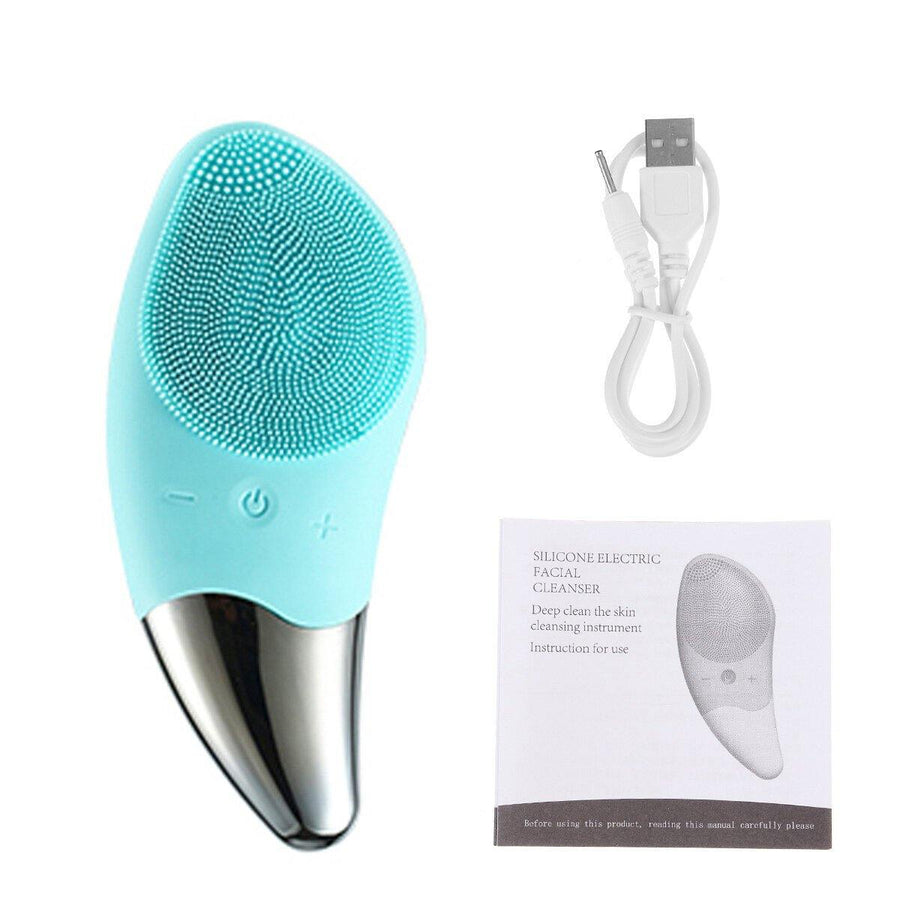 Electric Facial Skin Cleaner Massager Silicone Rechargable IPX7 Waterproof Face Cleanser - MRSLM