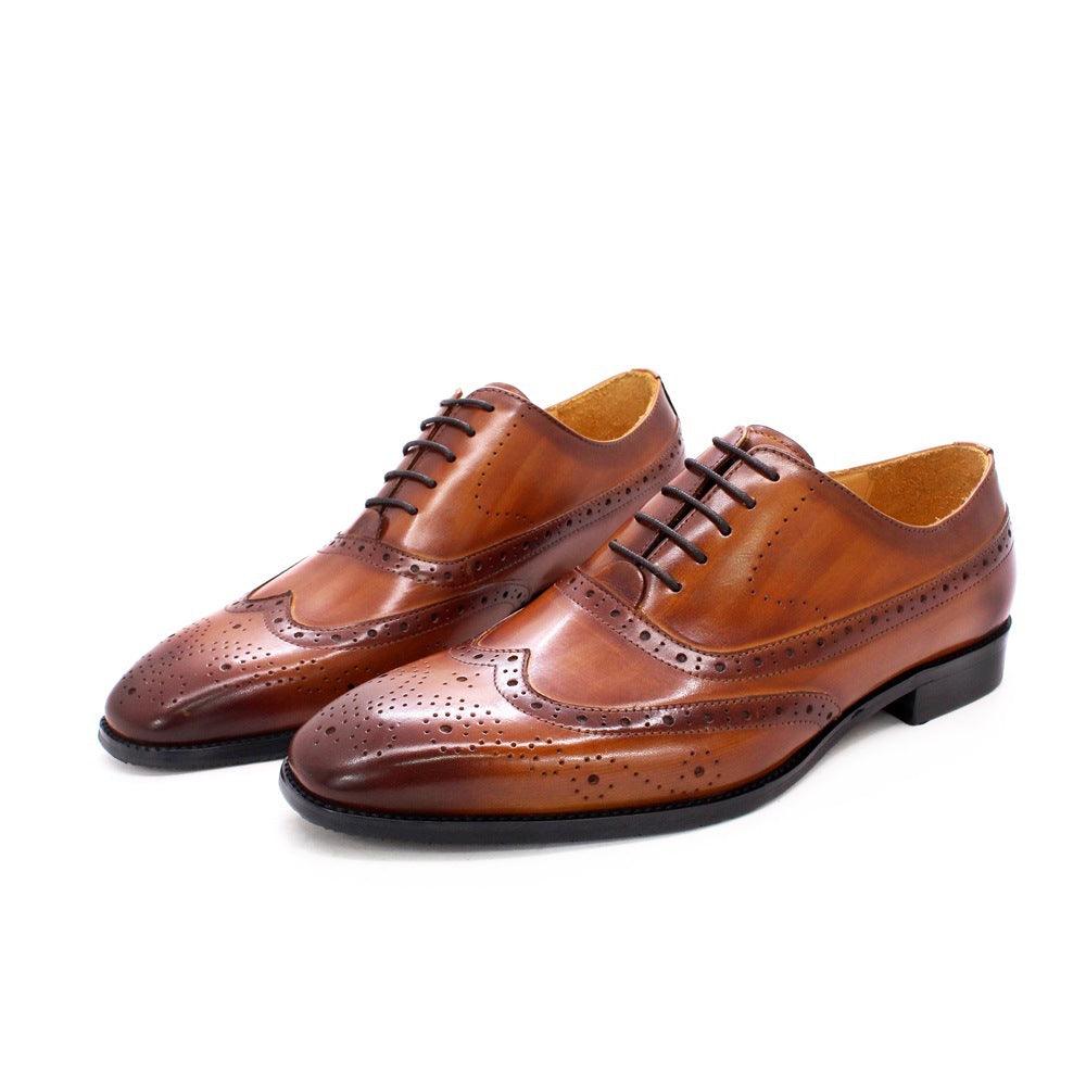 Men's Classic Japanese Leather Shoes Brogue Carved Hollow - MRSLM