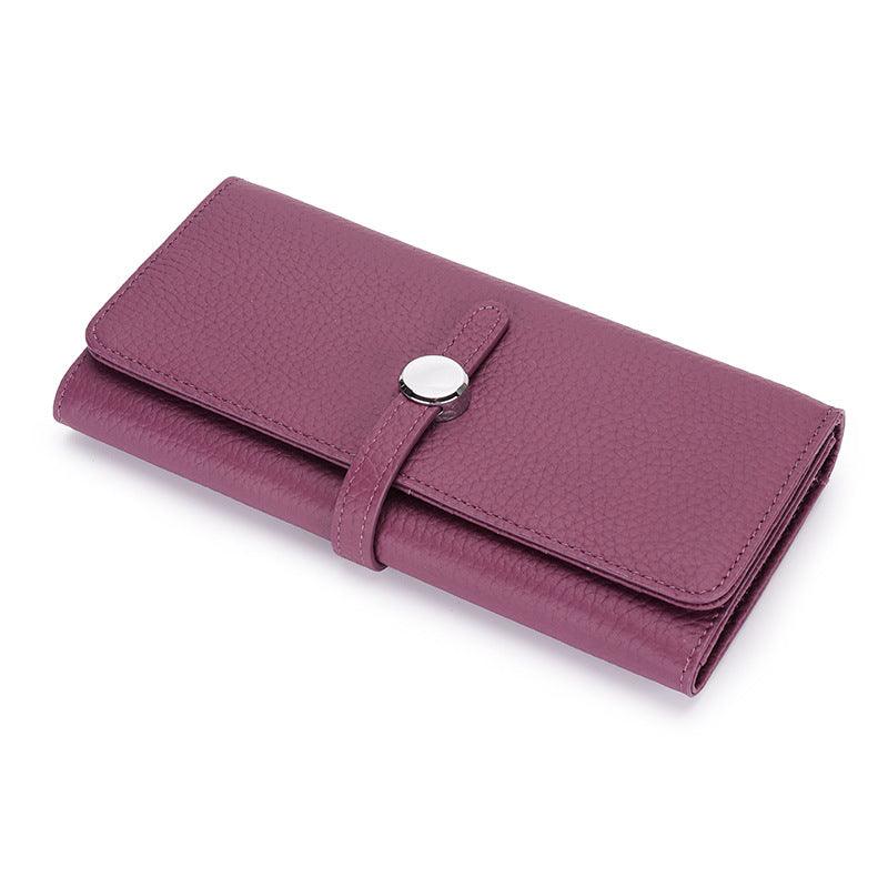 Women's Leather Long Wallet With Large Capacity Folding - MRSLM