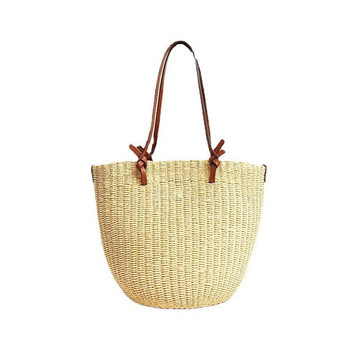 Women's One Shoulder Straw Cylindrical Bag - MRSLM