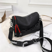 women's black cowhide messenger shoulder bag, view 6 - MRSLM
