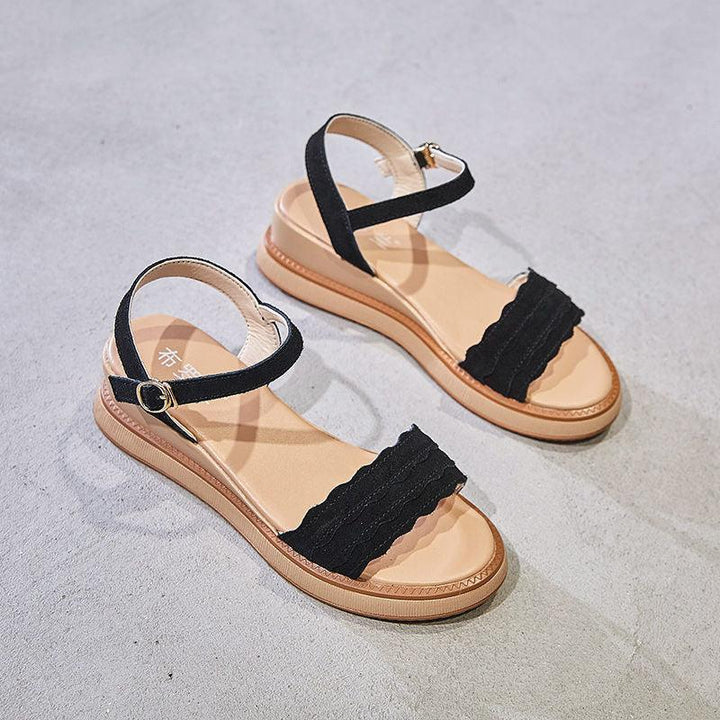 Sandals Platform Mid-heel Wedge Flat Student Ladies Fairy Shoes - MRSLM