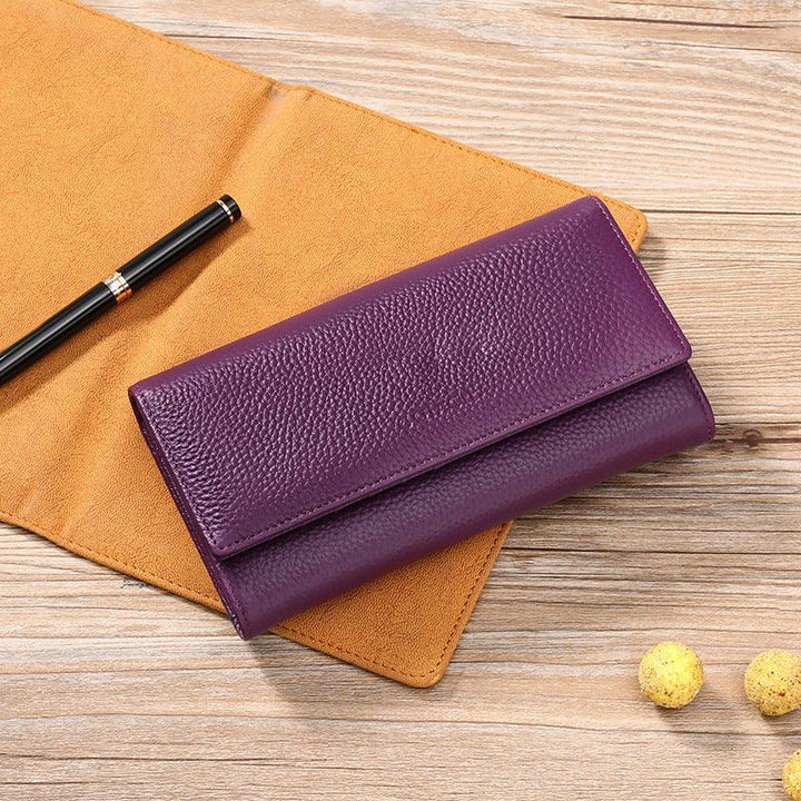 Ladies New European And American First Layer Leather Long Wallet - MRSLM