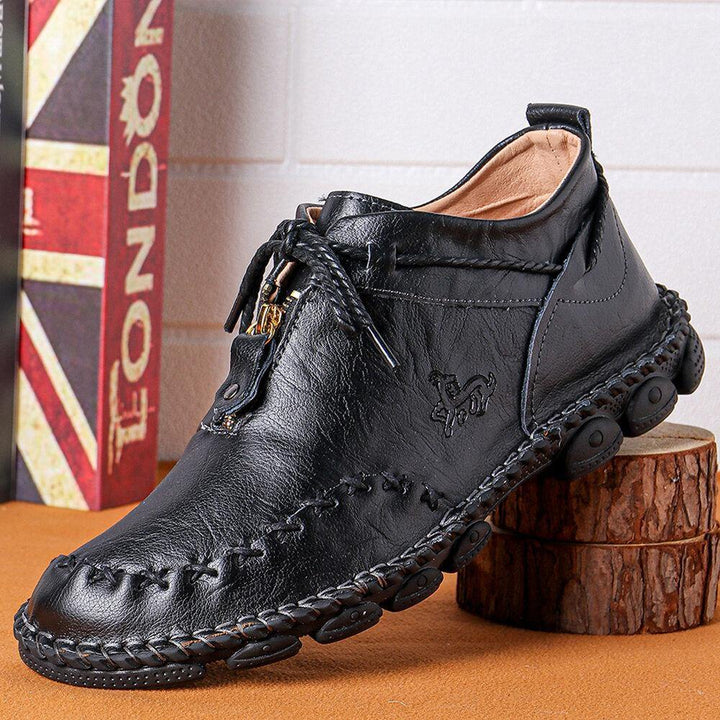 Menico Men Hand Stitching Leather Wear Resistant Large Size Soft Sole Casual Ankle Boots - MRSLM