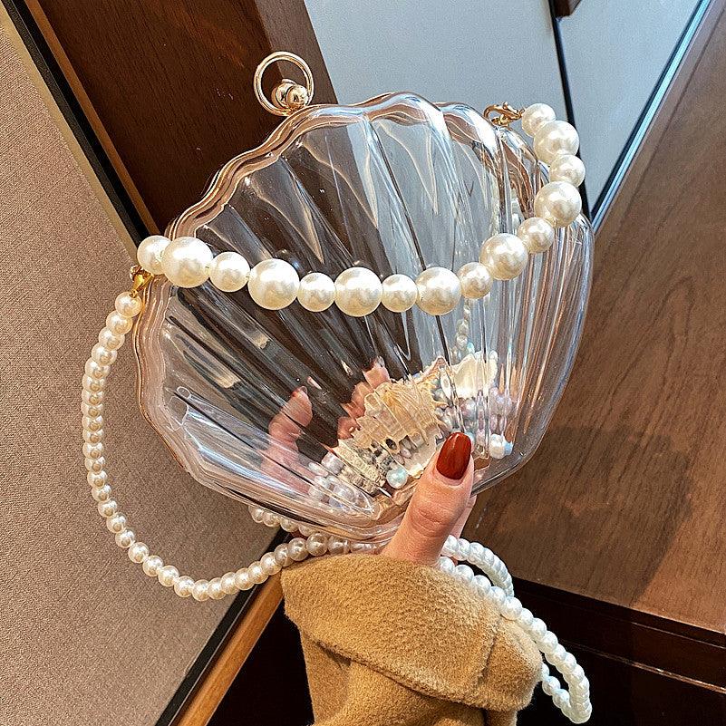 Transparent Shell Bag Box Bag Pearl Female Messenger Shoulder Retro Texture - MRSLM