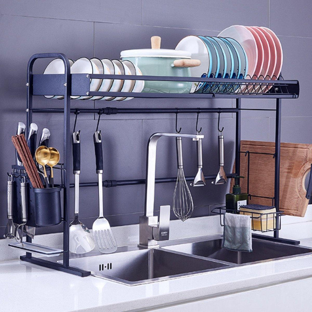 304 Stainless Steel Kitchen Shelf Dish Cup Drying Sink Drain Rack Storage Countertop Utensils Holder - MRSLM