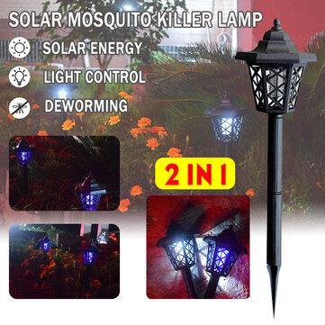 Waterproof Solar Panel LED Mosquito Lamp Light Control Fly Bug Insect Zapper Killer Trap Light for Outdoor Garden - MRSLM