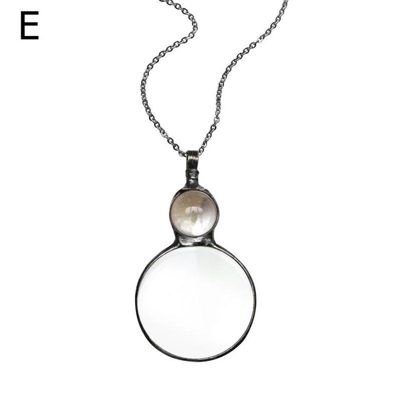 magnifying glass pendant necklace, view 2 - MRSLM