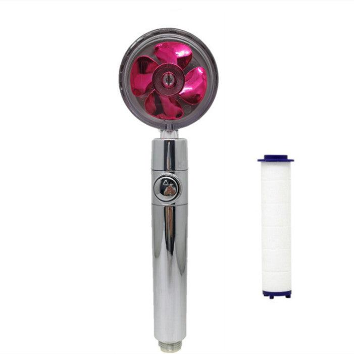 Propeller Driven Shower Head With Stop Button And Cotton Filter Turbocharged High Pressure Handheld Shower Nozzle - MRSLM