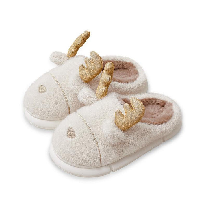 Women's Home Indoor Warm Non-slip Elk Plush Cotton Slippers - MRSLM