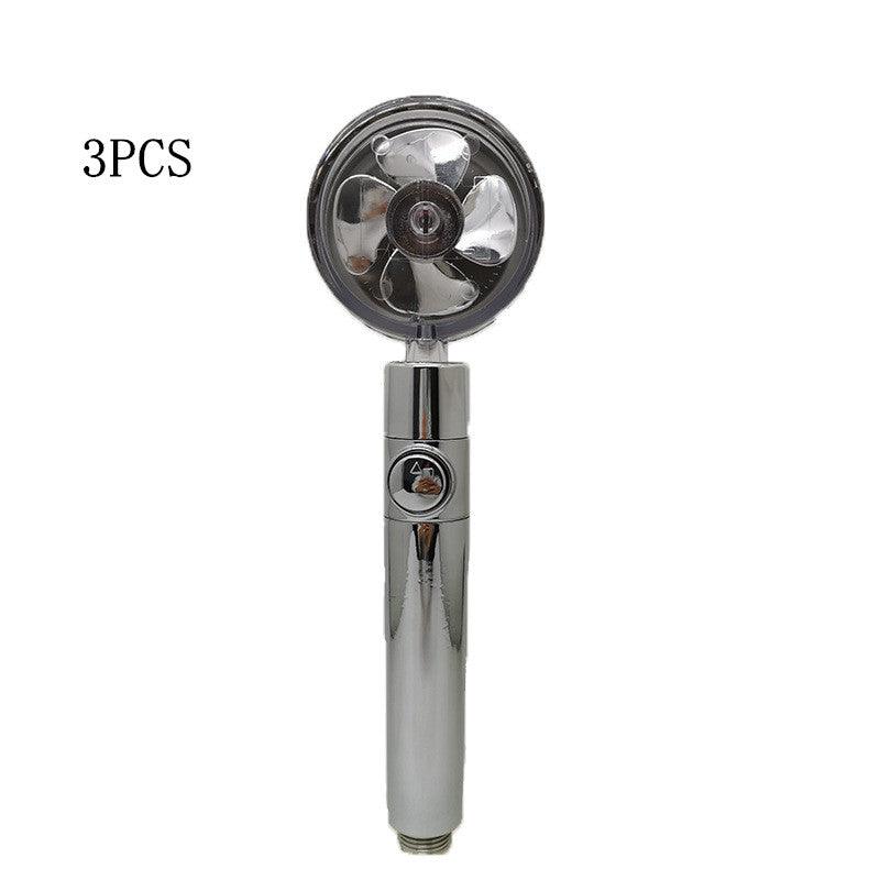 Propeller Driven Shower Head With Stop Button And Cotton Filter Turbocharged High Pressure Handheld Shower Nozzle - MRSLM