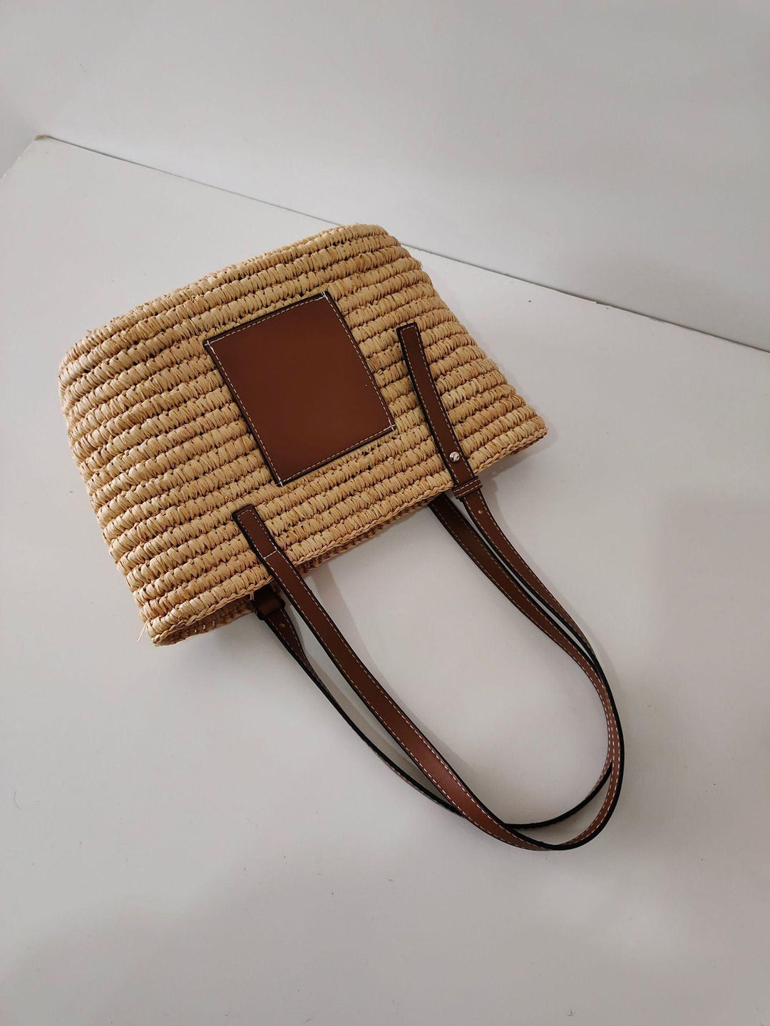 Hand-knitted Straw Woven Bag For Women's Fashion Bucket Beach - MRSLM