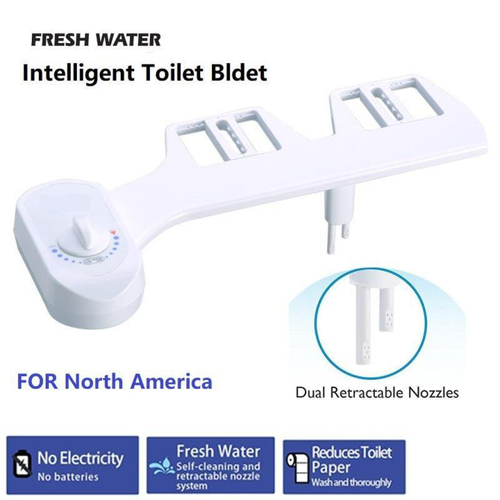 Dual Nozzle Portable Bidet Toilet Seat Attachment Non-Electric Mechanical Fresh Cleaning Device - MRSLM