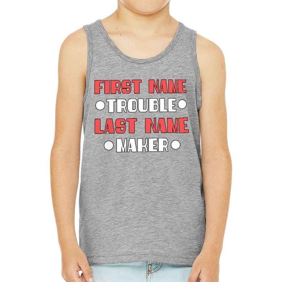 Trouble Maker Kids' Jersey Tank - Funny Sleeveless T-Shirt - Cool Kids' Tank Top - MRSLM