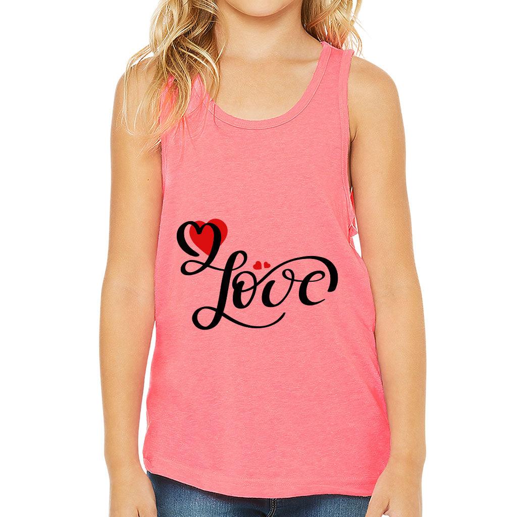 Love Kids' Jersey Tank - Heart Print Sleeveless T-Shirt - Cute Design Kids' Tank Top - MRSLM