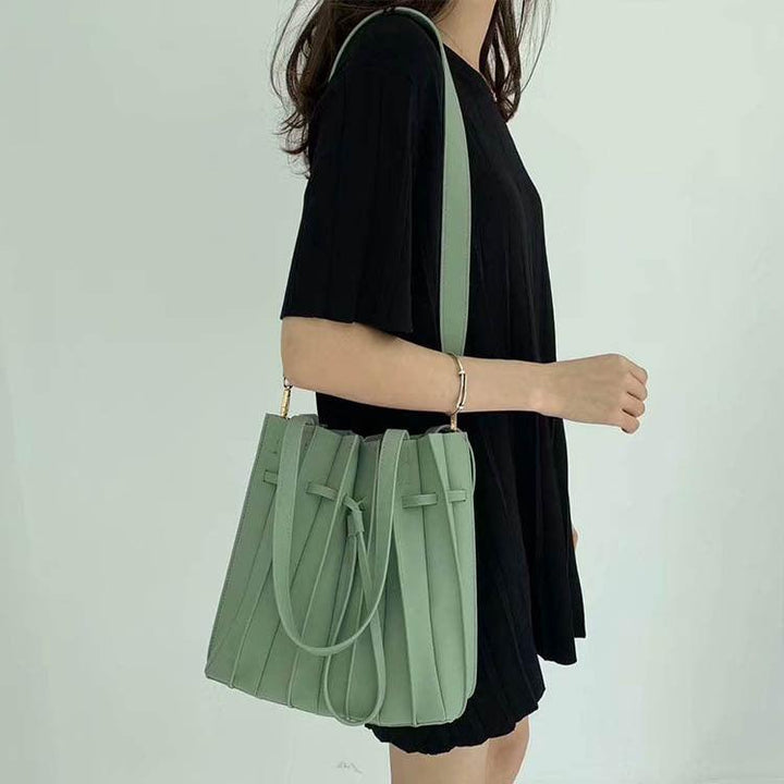 Pleated One Shoulder Folding Bucket Bag - MRSLM