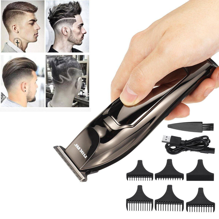 USB LCD Digital Display Hair Clipper Oil Head Push White Electric Clipper Trimming Carving Small Fader - MRSLM