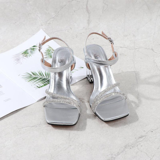 Women's square toe buckle high heels, view 4 - MRSLM