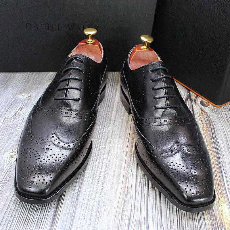 Men's Classic Japanese Leather Shoes Brogue Carved Hollow - MRSLM