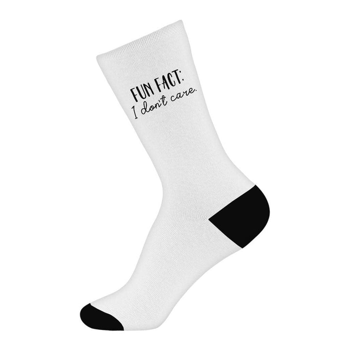 Fun Fact I Don't Care Socks - Cool Novelty Socks - Trendy Crew Socks - MRSLM