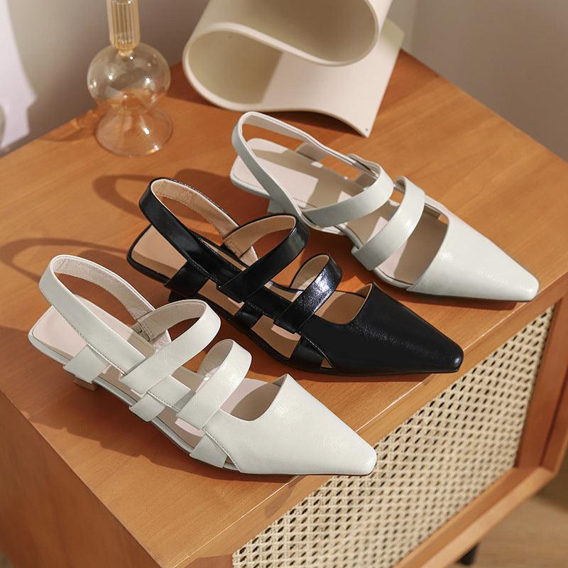 Women's leather toe cutout stiletto heel shoes - MRSLM