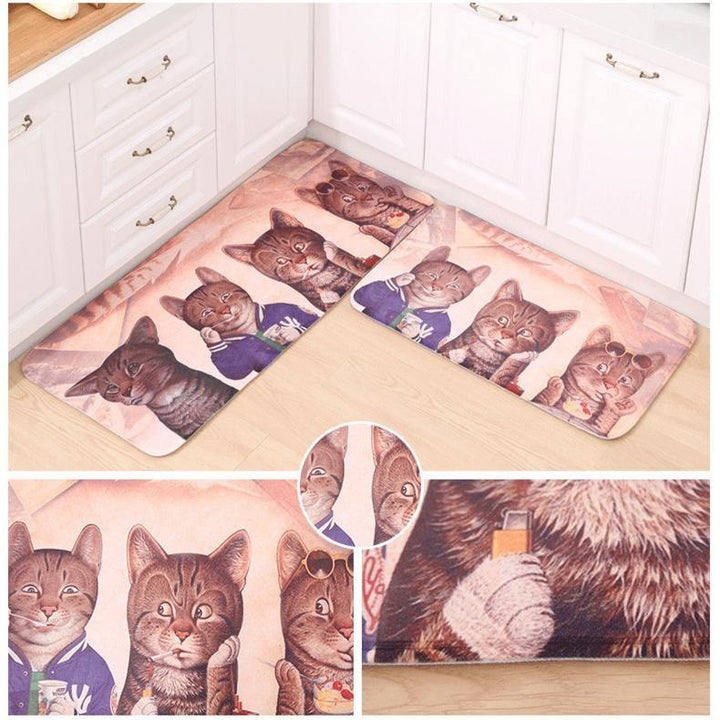 Honana WX-47 Kawaii Floor Mats Animal Cute Cat Bathroom Kitchen Carosets Living Room Anti-Slip Rug - MRSLM