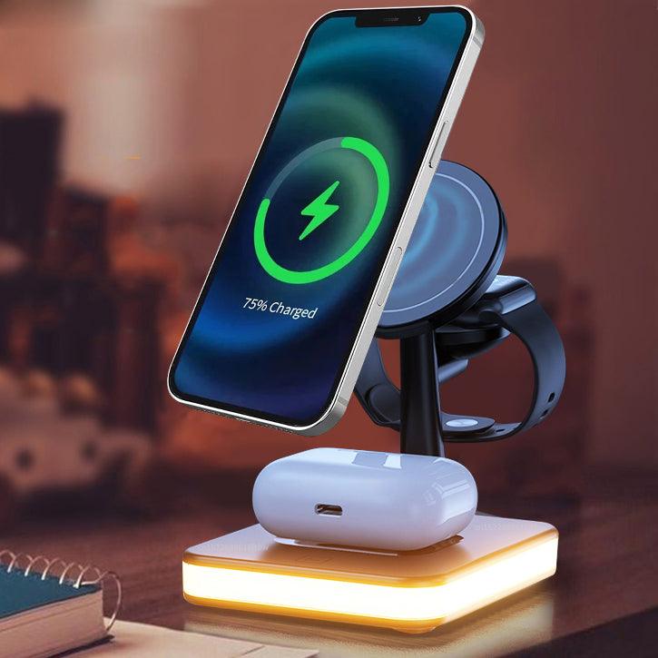 New Magnetic Wireless Charger Three-in-One Night Light Phone Holder - MRSLM