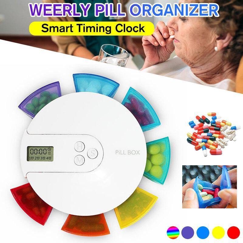 7 Grid 7 Day Smart Timing Medication Compartment Container with Clock Reminder - MRSLM