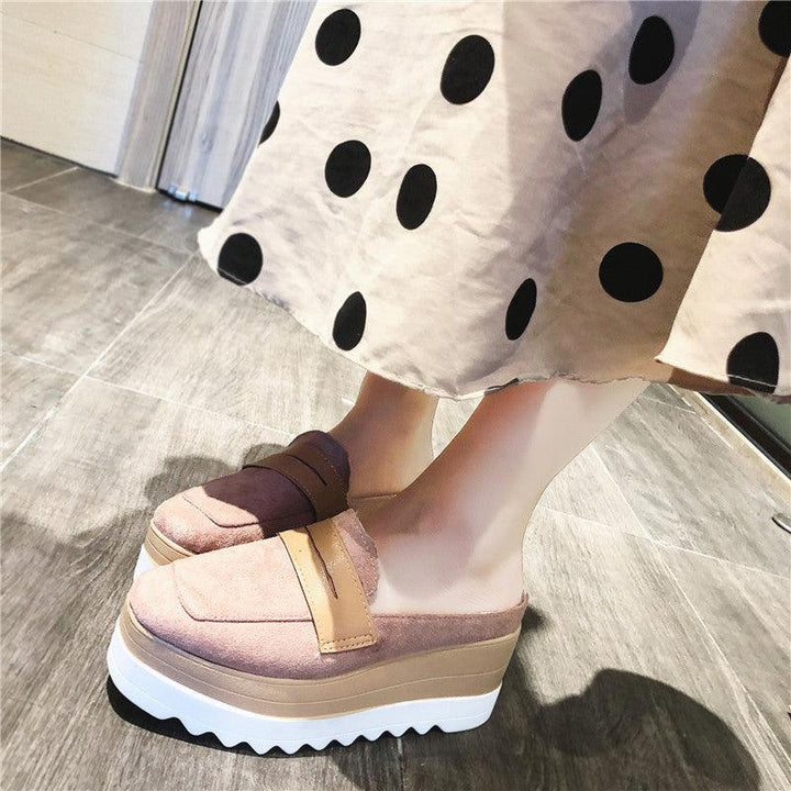 Lazy Thick-soled Sponge Cake Sandals Without Heels For Outer Wear - MRSLM