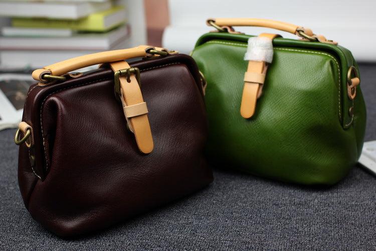 Plant Soft Leather Retro Style Doctor Bag - MRSLM