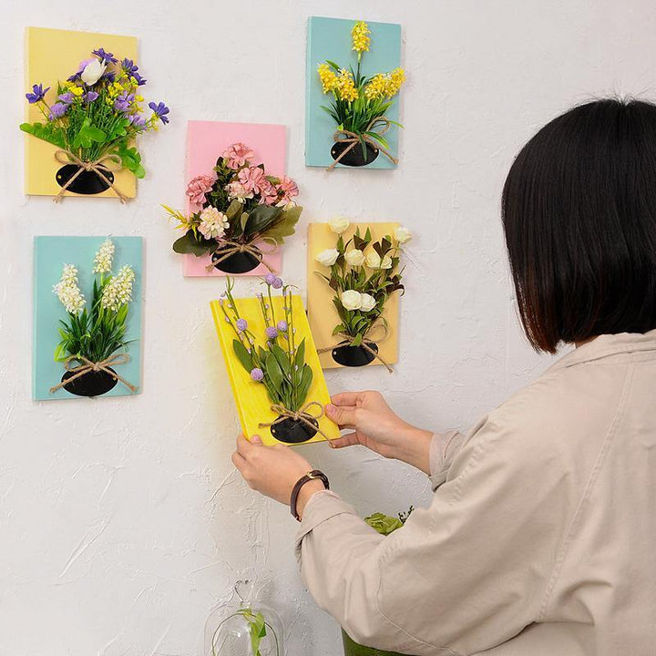 DIY Artificial Flowers for Decorations Wooden Board Wall Hanging Artificial Flowers Plastic - MRSLM