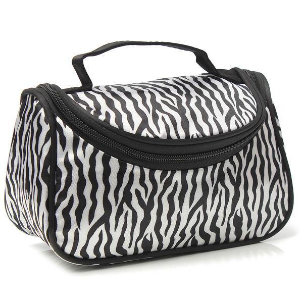 Women Makeup Cosmetic Zebra Toiletry Bag Organizer Handbag Travel Case - MRSLM