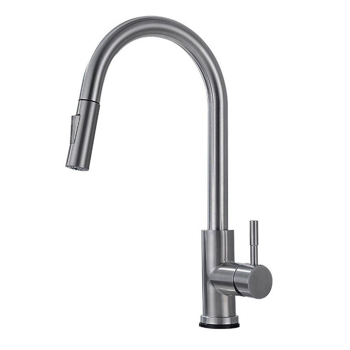 304 Stretching Faucet Double Inlet Pipe Two Outlet Methods Thin Head Silver - MRSLM