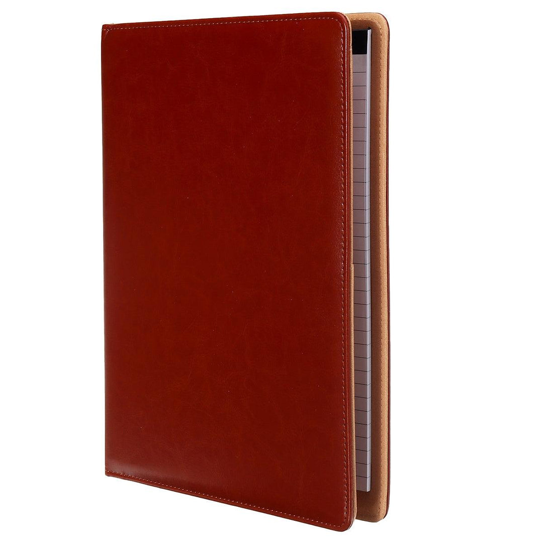 A4 Folder Soft Leather Portfolio Organiser with Calculator Travel Journal Daily Plan Notebook Business Office Writing - MRSLM