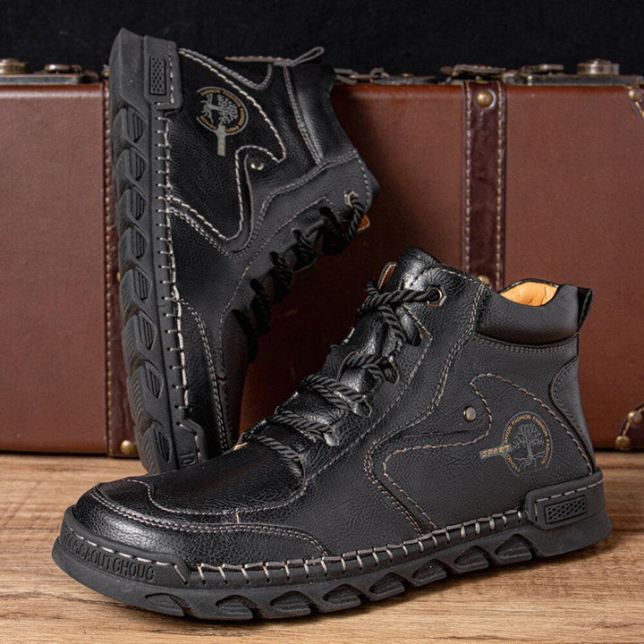 Menico Men Retro Hand Stitching Microfiber Leather Soft Casual Ankle Boots - MRSLM