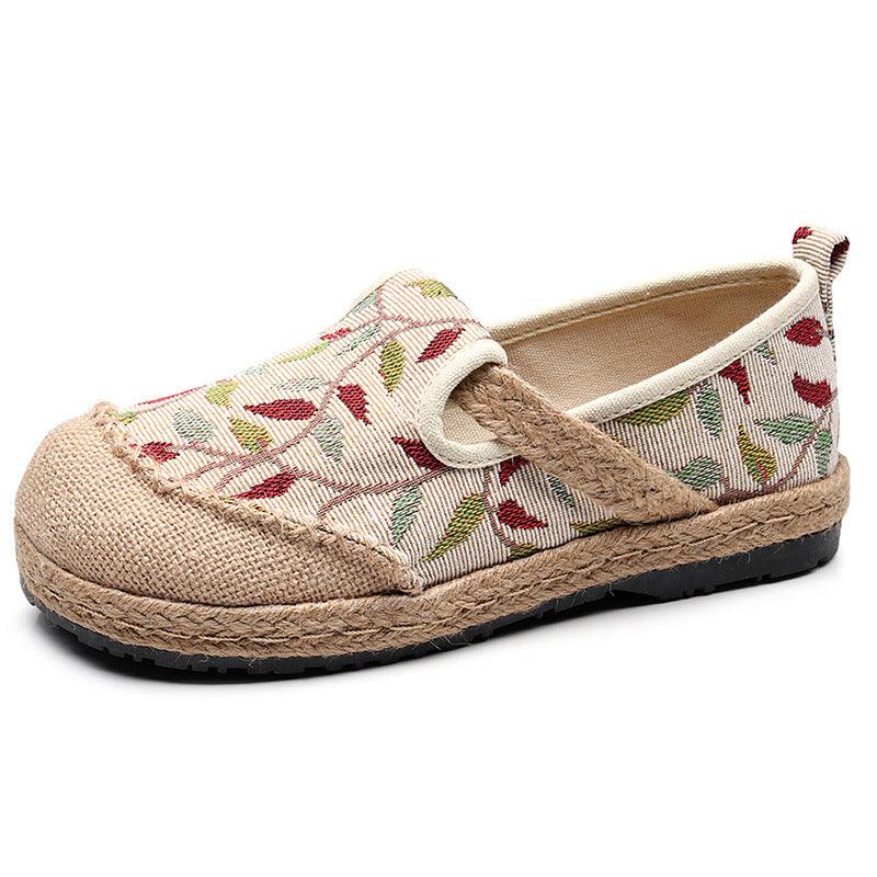 Ladies' New Cotton And Linen Floral Craft Shoes - MRSLM