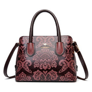ethnic flower cowhide shoulder bag, view 7 - MRSLM
