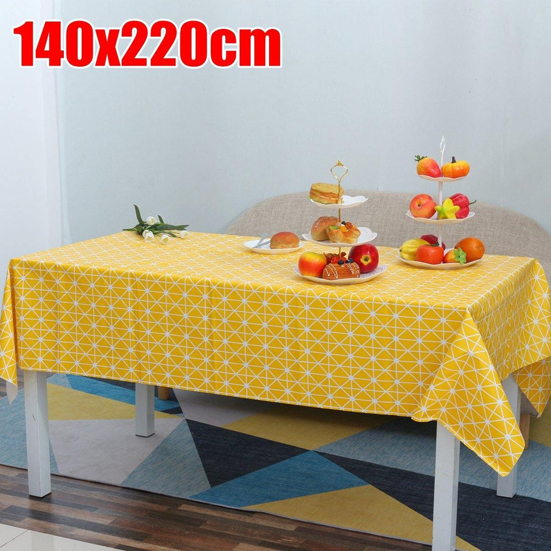1 PCS Table Cloth Linen Tablecloth Dust proof Rectangle Table Cover Slip Resistant Simple Plaid Table Cover 140x220cm - MRSLM
