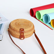 Rattan weave small round straw bag, view 3 - MRSLM
